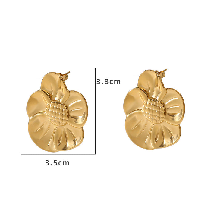 Wholesale Luxury and high-end stainless steel sunflower shaped design earrings wholesale