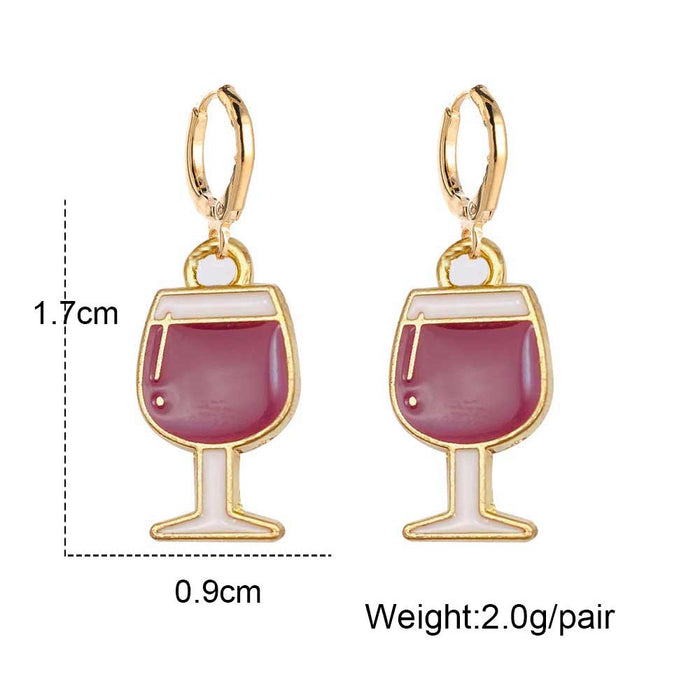 Wholesale Alloy Oil Drop Earrings Beer Red Wine Glass Coffee Gourmet Drink Pendant Earrings