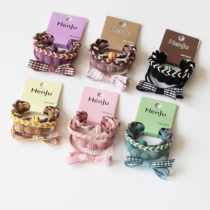 Wholesale New atmosphere without damaging hair headband set, milk coffee color high elasticity plaid headband new