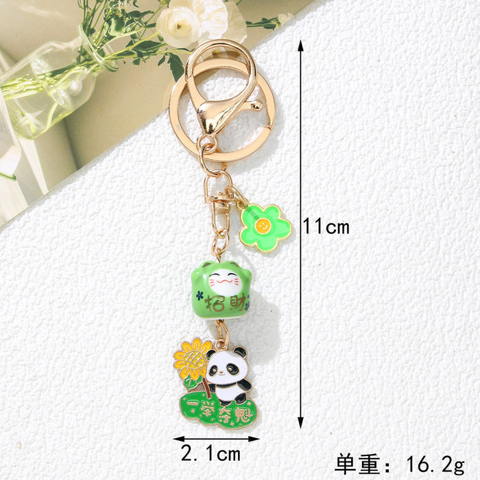 Wholesale Exam Success Lucky Cat Panda Keychain Zinc Alloy Cute Pendant Gift Student Schoolbag Accessory Boutique Resale