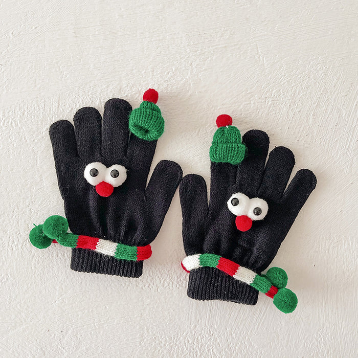 Wholesale Christmas gloves this year red children' s socks funny warm five-finger gloves