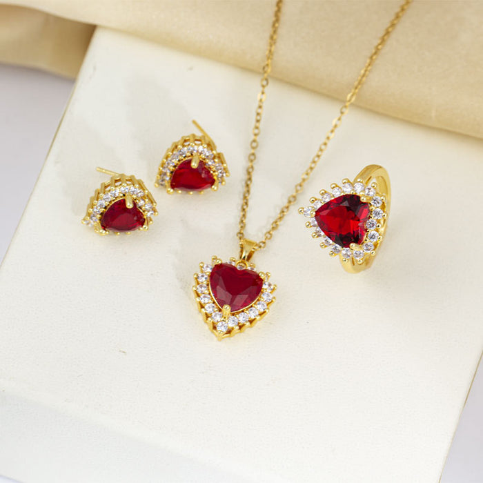 Wholesale Titanium Steel Necklace for Women heart necklace Earrings Ring Light Luxury Collarbone Chain