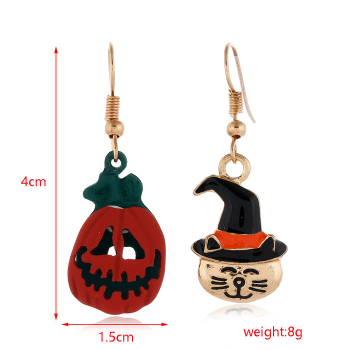 Wholesale Halloween Series Skull Spider Pumpkin Alloy Earrings JDC-ES-HengX006