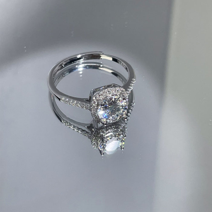 Wholesale 925 Silver Moissanite Ring Adjustable Open Design Stylish Women' s Jewelry Accessory