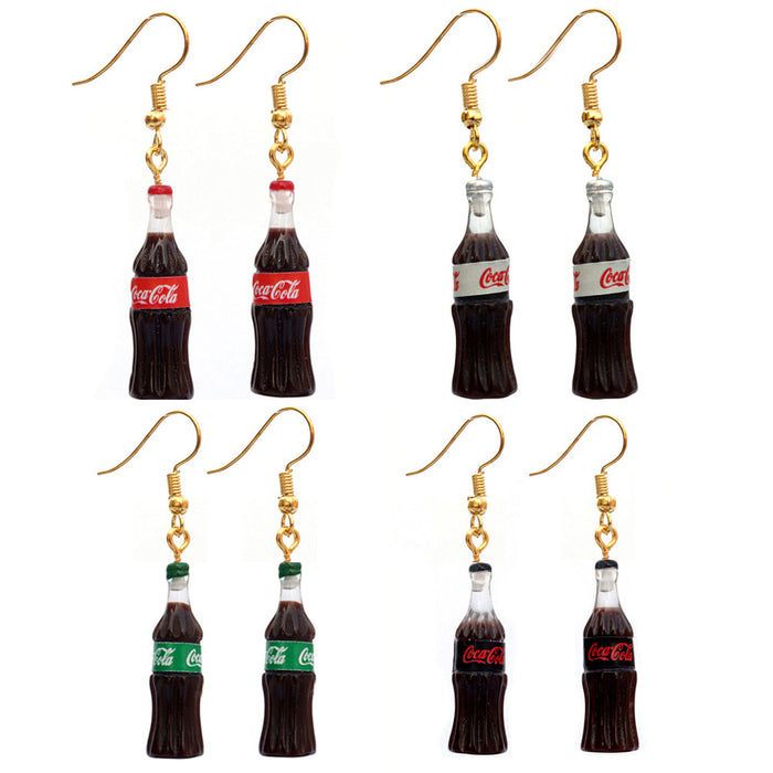 Wholesale Cartoon Beverage Bottle Resin Earrings JDC-ES-niqing027