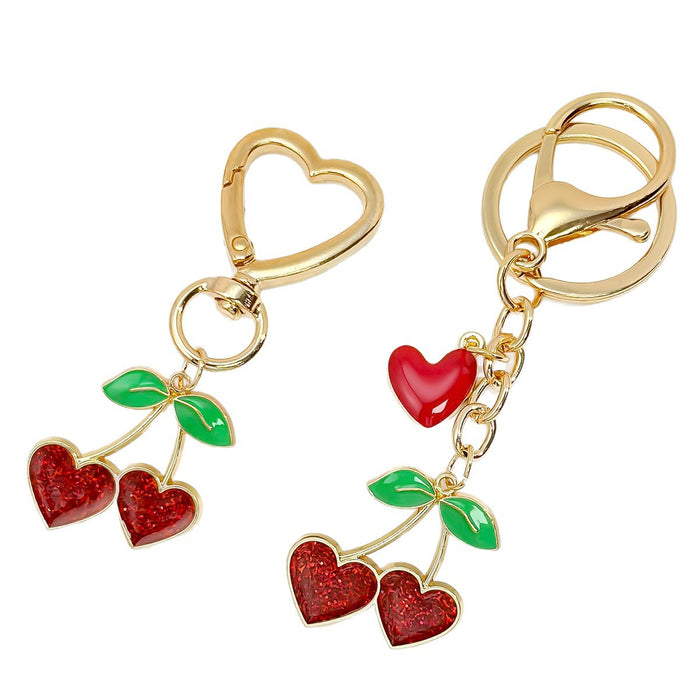 Wholesale Cute Peach Heart Cherry Valentine's Day Keychain