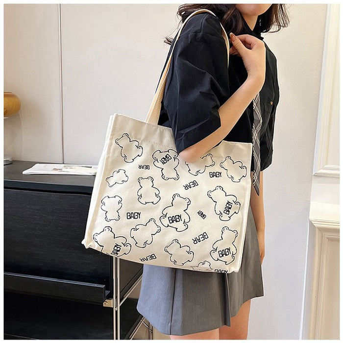 Wholesale Bag New Japanese Cartoon Printed Canvas Bag, Large Capacity Hand-held Shoulder Bag Female Student Tutoring Bag JDC-HB-YT003