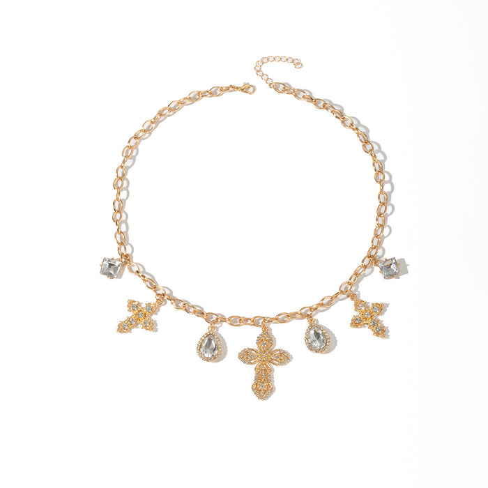 Wholesale Jewelry necklace pendant with exaggerated design and diamond studded large water droplet necklace jewelry