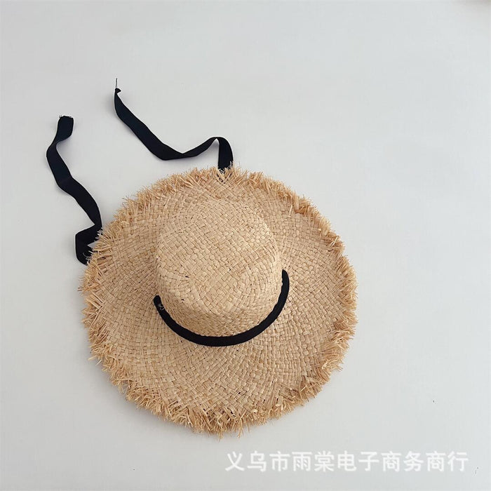 Wholesale Children's Hat Ins Large Eave Raffia Sunshade Hat Summer Straw Hat