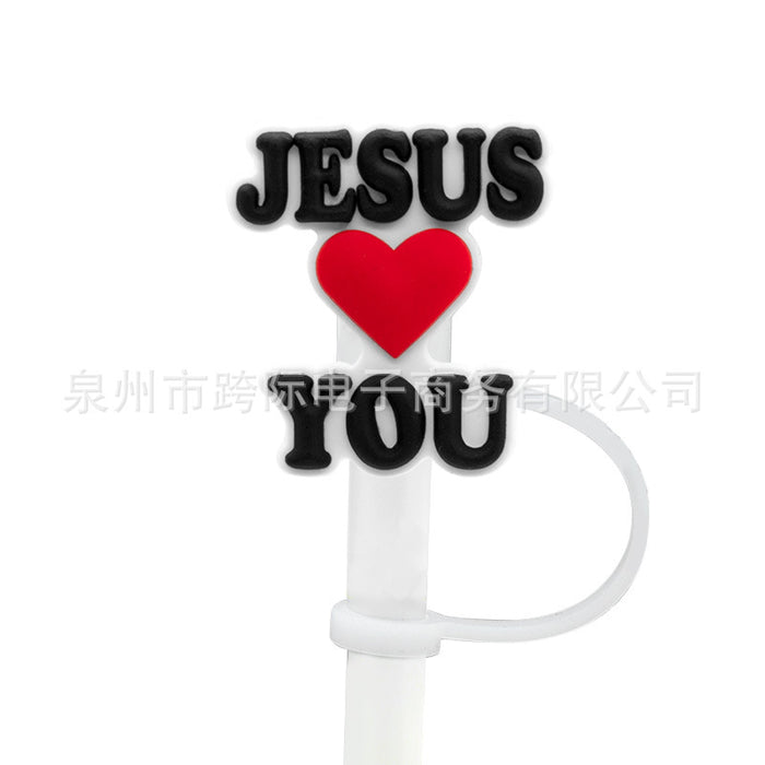 Wholesale Series Cartoon Straw Cover Straw Cap Silicone Dust Stopper Cute Anime Straw Decoration Cross border