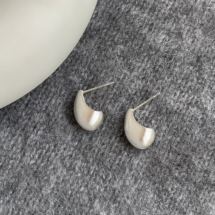 Wholesale Metal Wire-drawing Small Water Drops Bean Earrings