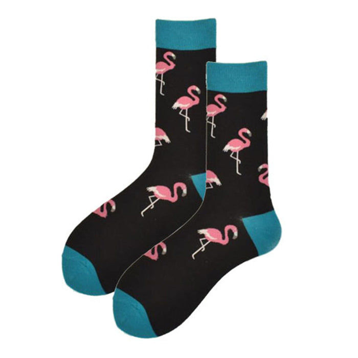 Wholesale Colorful Men's Socks Cartoon Flamingo Mid-tube Cotton Socks JDC-SK-CG017