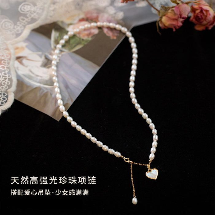 Wholesale Pearl necklace light luxury niche love necklace simple and versatile fashion pearl chain
