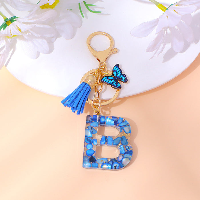 Wholesale Letter Keychain Tassel Butterfly Girl Bag Pendant