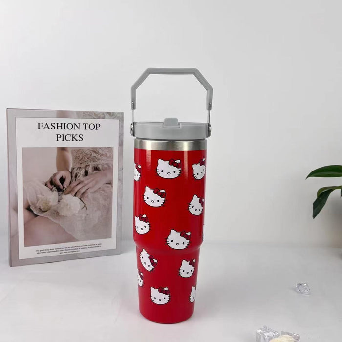 Wholesale Double-layer stainless steel vacuum insulation cold handle cup cartoon ice cup