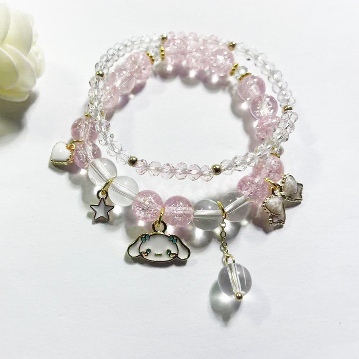 Wholesale Burst Beads Cute Cinnamon Dog Bracelets,  Heart Bow Beaded Bracelets