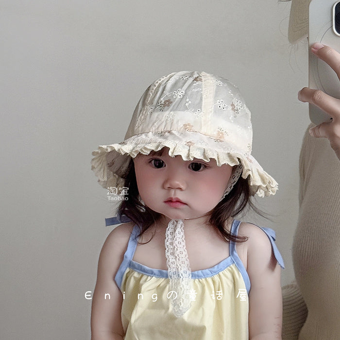 Wholesale Baby fisherman hat sun hat lace breathable thin design sun protection
