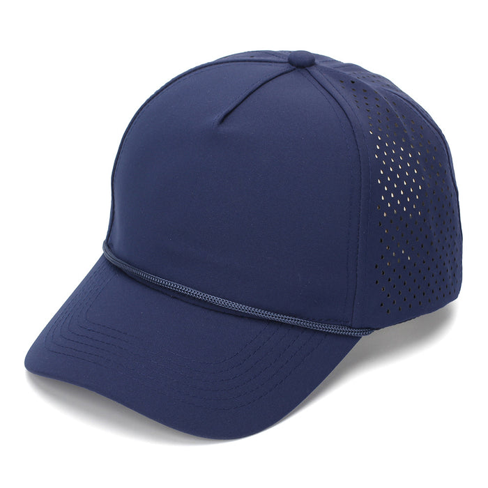 Wholesale White Quick-Dry Baseball Cap with Strap - Breathable Perforated Sun Protection Hat for Summer Outdoor Activities