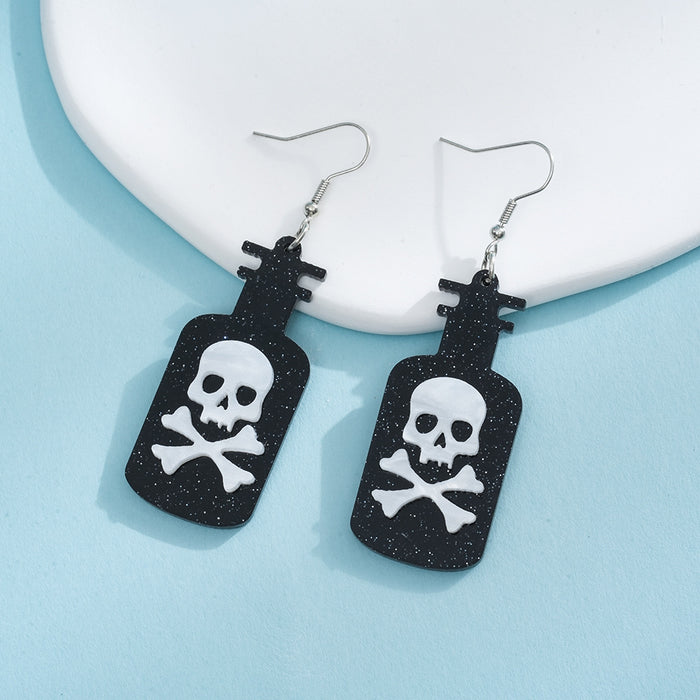 Wholesale Funny Explosive Head Skull Print Earrings Acrylic