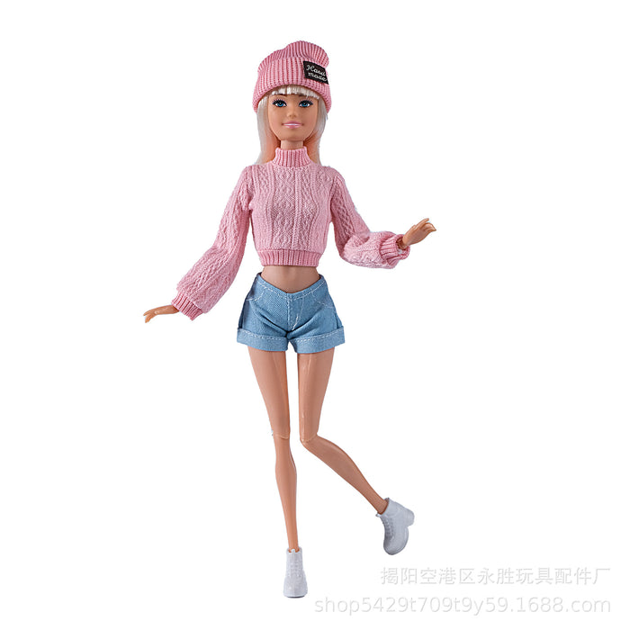 Wholesale Doll dress-up cardigan  hat and shorts set