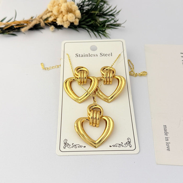 Wholesale Gold Plated Stainless Steel Geometric Necklace and Earring Set