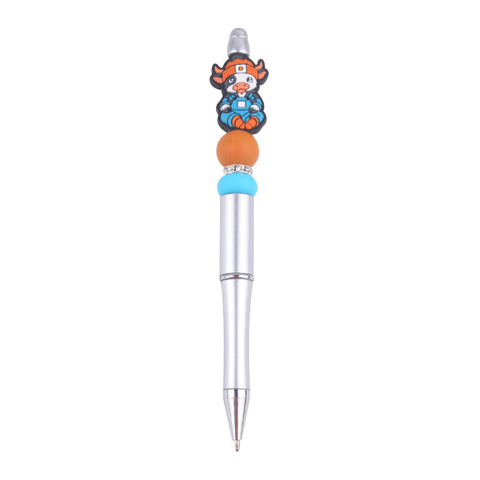 Wholesale Cartoon Cow Silicone Plastic Bead Pen JDC-PN-GuangTian006