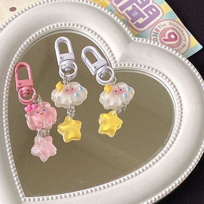 Wholesale Luminous Ice transparent thin flash keychain stars clouds cartoon girl heart student schoolbag ornaments girlfriends