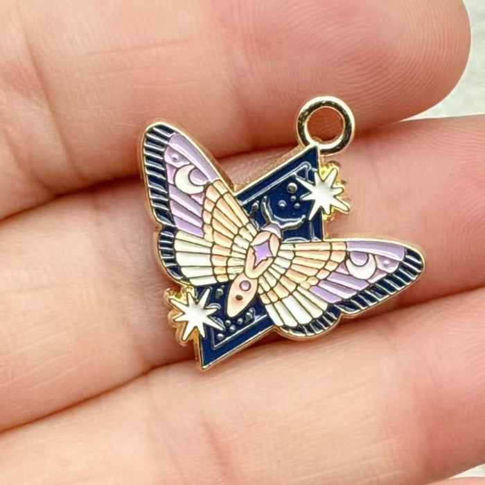 Wholesale 10pcs Colorful Alloy Butterfly and Moth DIY Bracelet Necklace Keychain Pendant