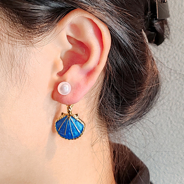 Wholesale Pearl Shell Pendant Earrings, Simple and Compact Earnail Style