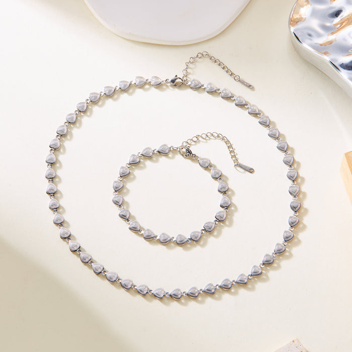 Wholesale Double Heart chain bracelet stainless steel bracelet necklace jewelry