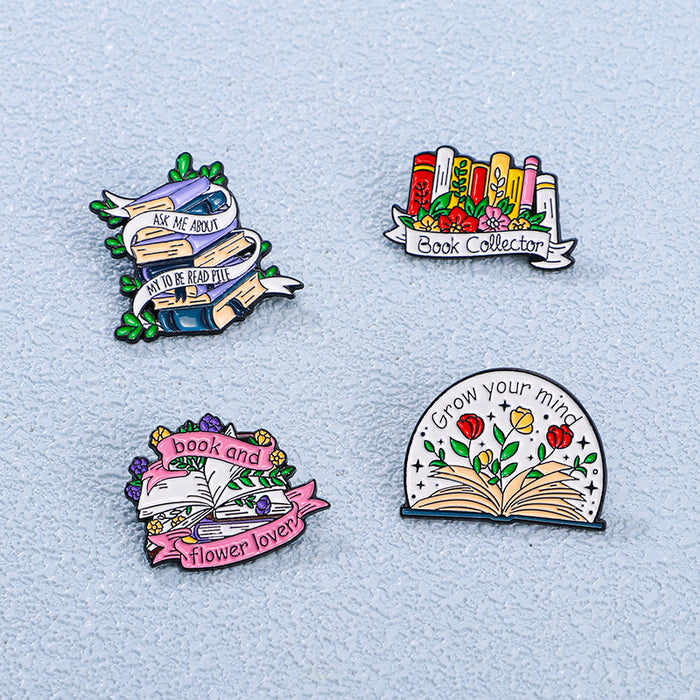 Wholesale Original cartoon book flower brooch exquisite versatile badge horse pin badge