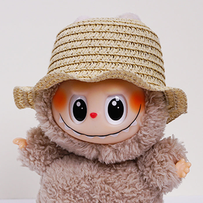Wholesale  mini hollow top woven straw hat dome wave pull cloth leaking ear hat dress-up baby clothes accessories