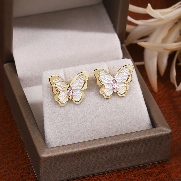 Wholesale Silver Butterfly Tassel Earrings High-end Earrings Elegant Diamond Pearl Long Earrings