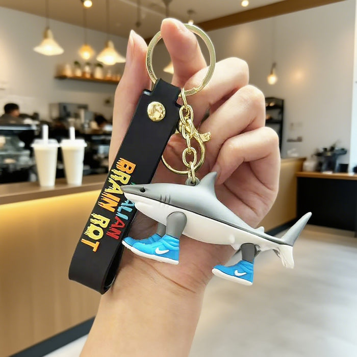 Wholesale 3D Abstract Shark Keychain Prank Bag Packaging Pendant