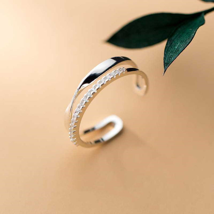 Wholesale Pure silver double-layer open ring, women's niche design, fashionable and personalized ring