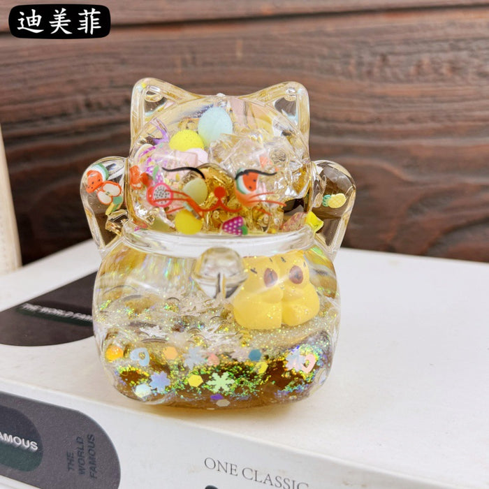 Wholesale Oil Drops Liquid Sand Bottle Acrylic Oil Ornaments Dripping Lucky Cat Oil Leakage Small Gift