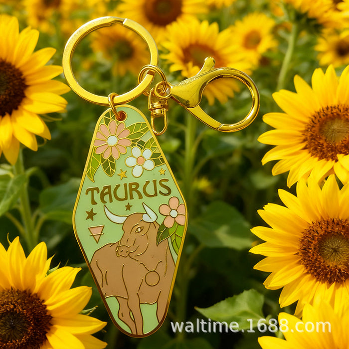 Wholesale 12 Zodiac Signs Alloy Keychain Stylish Car Key Accessory MOQ≥5