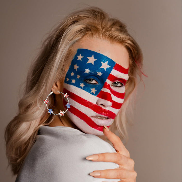 Wholesale New Five pointed Star Independence Day Flag Love Peach Heart Earrings