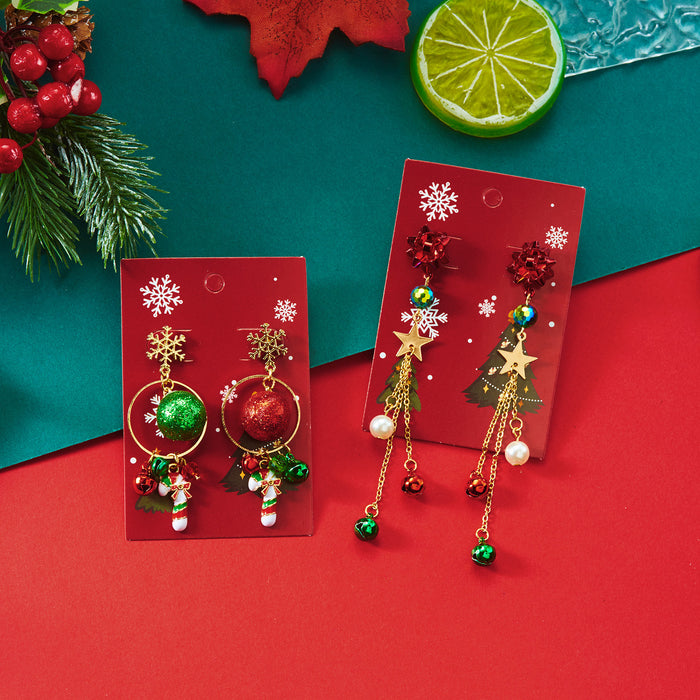 Wholesale Christmas party earrings colorful bells Christmas tree snowman pendant Christmas earrings earrings