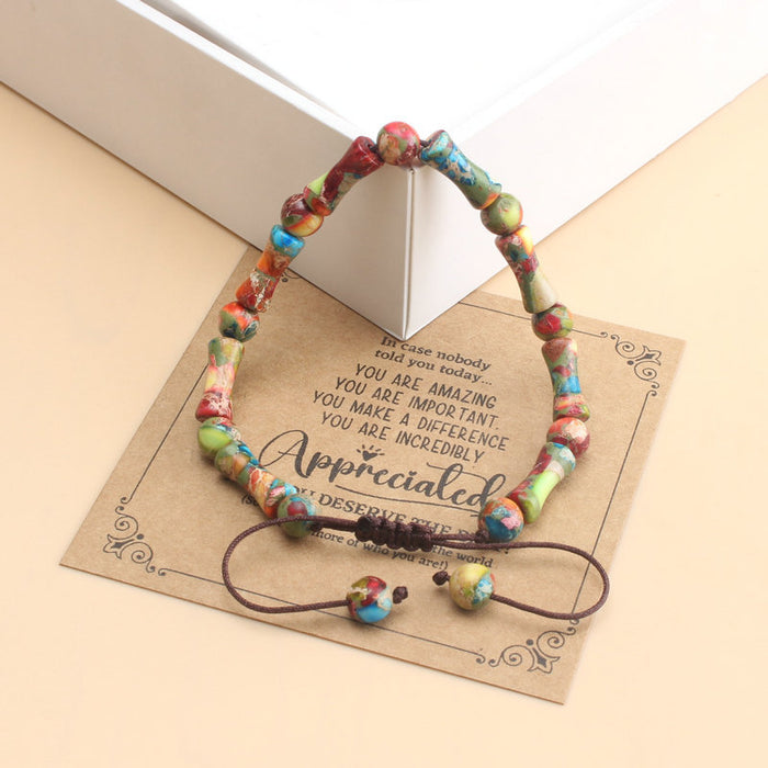 Wholesale Natural Stone Handmade Woven Bracelet with Bamboo Joint Design Unisex Jewelry MOQ≥2
