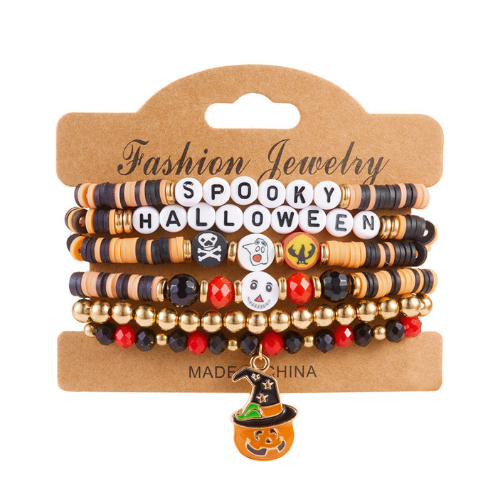 Wholesale  bat pumpkin  pendant bracelet rice beads multi-layer beaded holiday party bracelet