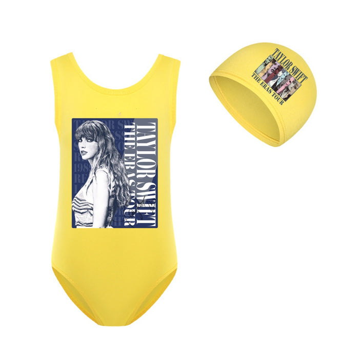 Wholesale Polyester Girls One-piece Swimsuit and Cap Set JDC-BC-GDXZ001