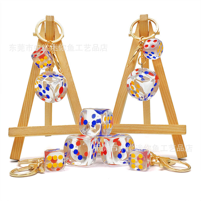 Wholesale Transparent Dice Keychain Crystal Creative Fashion Bag Car Key Dice Set Pendant