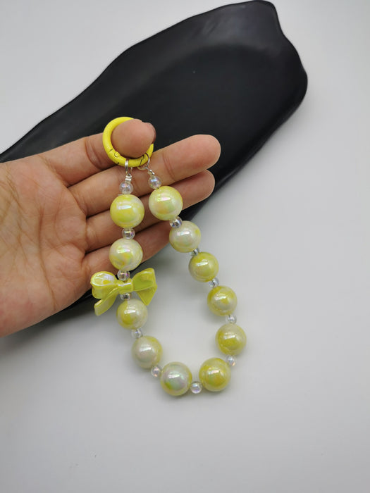 Wholesale Electroplated beaded bow car key chain mobile phone pendant