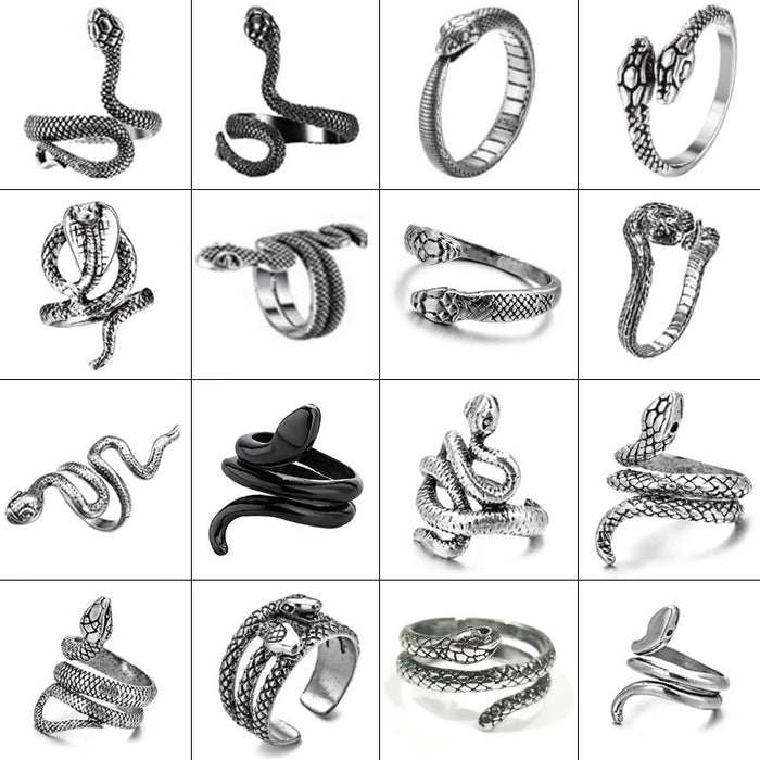 Wholesale European and American Style Personality Snake Ring Cool Ring Retro Open Eye Snake Ring JDC-RS-NH003