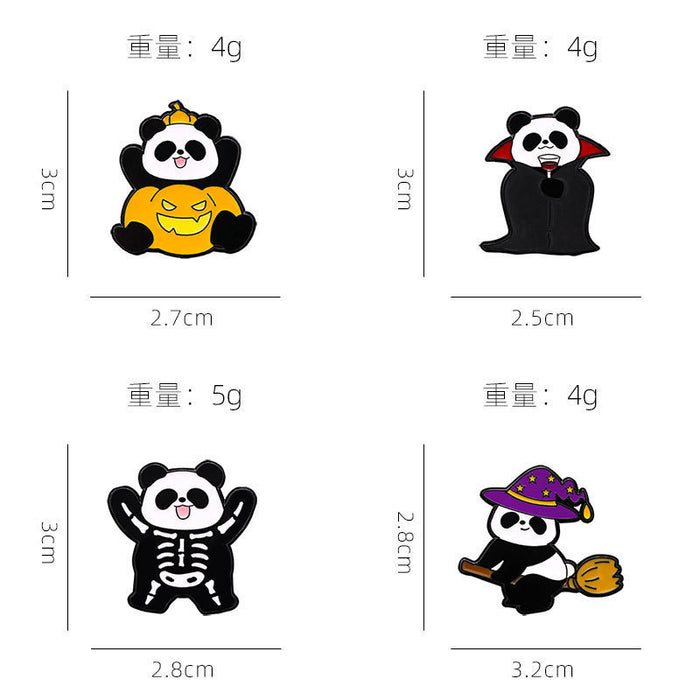 Wholesale  Panda Brooch Cartoon  Decoration Pumpkin Head Witch Vampire Skull Oil Drop Alloy Badge