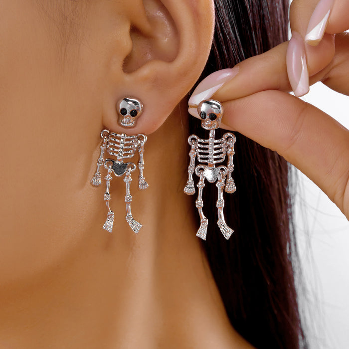 Wholesale Exaggerated Skull Earrings  Gift Creative Funny Long Skull Tassel Earrings