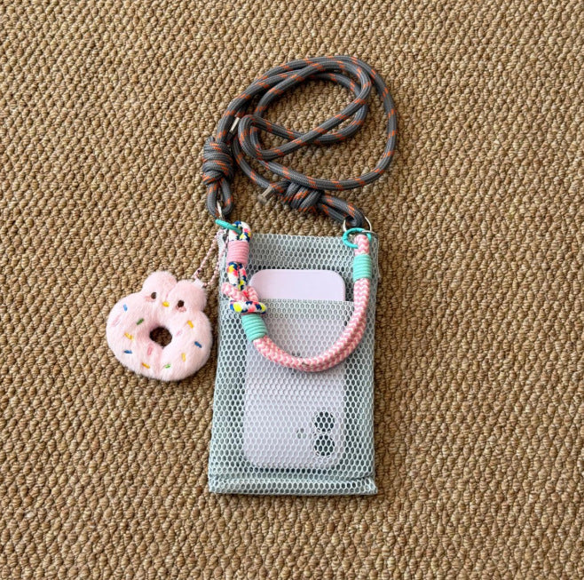 Wholesale Trendy Mesh Phone Bag Mint Green Crossbody Handbag MOQ≥2