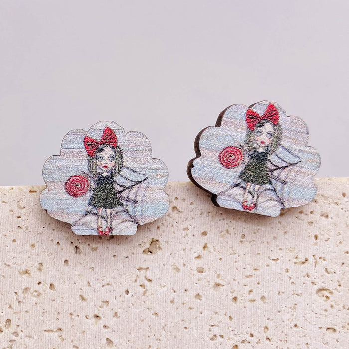 Wholesale  Earrings Horror Pumpkin Ghost Bat Wooden Earrings