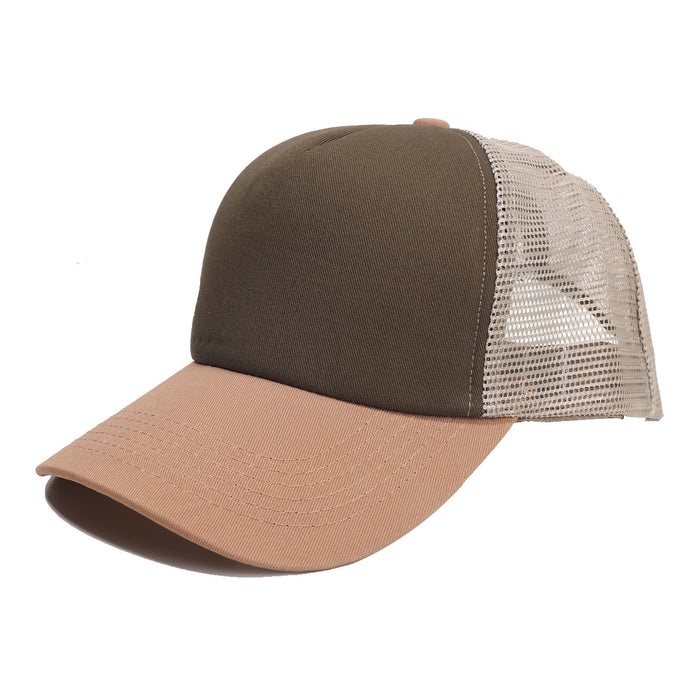 Wholesale Cross-Border Sponge Baseball 5-Piece Soft Top Duckbill Cap Mesh Cap Personalized Embroidered Couple Curved Brim Hat Solid Color Sun Hat